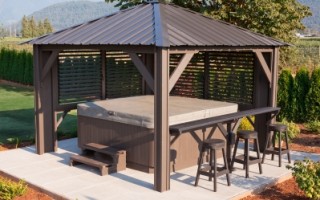 Hot Water Pools and Spas is an official Visscher Gazebo Dealer. We offer open air, semi and fully enclosed gazebos, and pergolas for Calgary