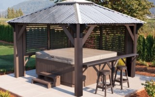 Hot Water Pools and Spas is an official Visscher Gazebo Dealer. We offer open air, semi and fully enclosed gazebos, and pergolas for Calgary