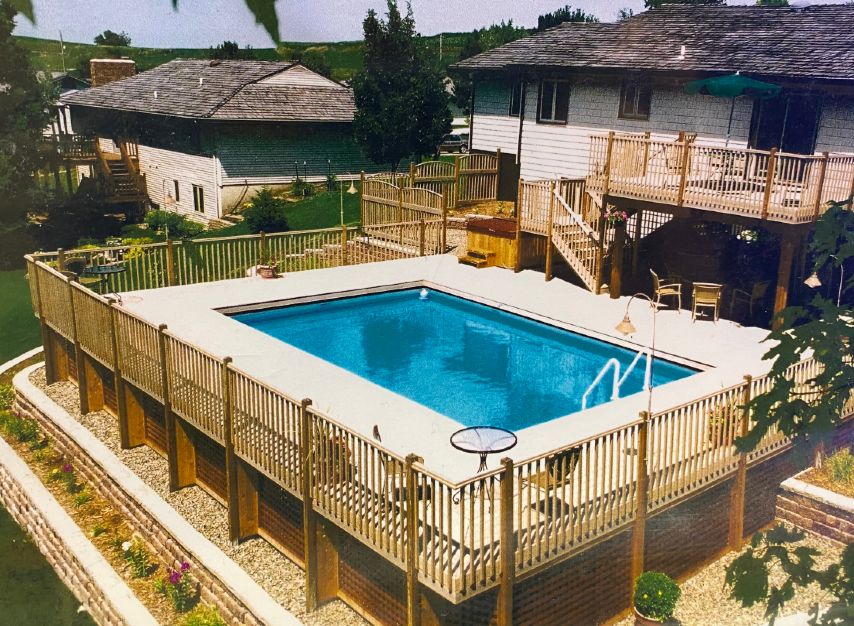 above ground square pool with deck